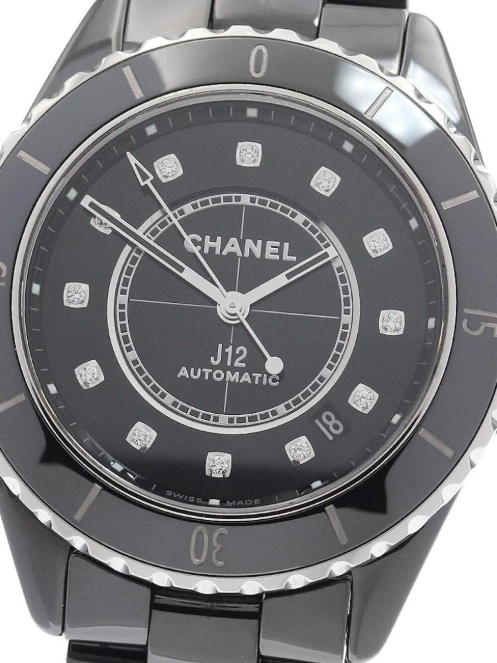 CHANEL J12 H5702 Black ceramic 12P diamond Automatic Men's Watch_958677